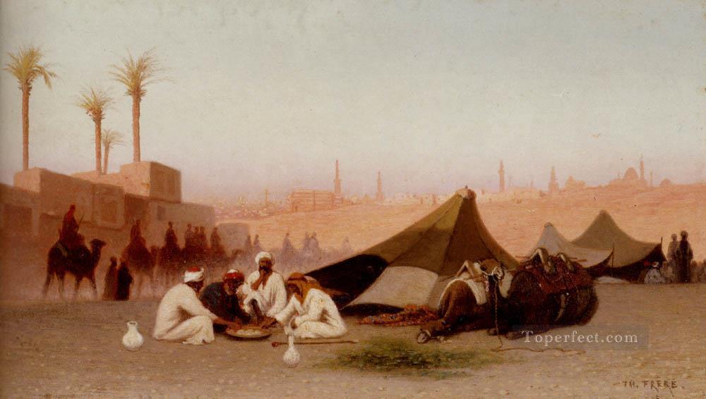 A Late Afternoon Meal At An Encampment Cairo Arabian Orientalist Charles Theodore Frere Oil Paintings